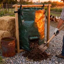 1 Stück PE Bio-Kompost Tasche/Pflanzentasche, Küchenabfall Fermentation, Abfallsammlung, Kompostbehälter, Garten Mülleimer, Pflanzentasche, Blattsammlung, Kartoffel- & Gemüseanbau Pflanzentasche mit Fenster und Deckel, geeignet für Garten, Küche, Hausgarten, Obstgarten usw. - Verschiedenfarbig - Übersicht 7