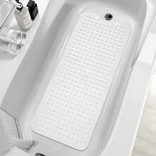 Non Slip Extra Long Bath Mat 39 X 16 Inch Machine Washable Bathtub Mat With Suction Cups Drain Holes White - 白色 - 查看 8