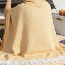 [9 Colors You Shouldn't Buy Without Considering] Affordable Furniture Item: Essential Cotton Blanket With Tassels (130 X 170 Cm) For Sofas, Air Conditioners, And Naps - 薑黃色 - 查看 2