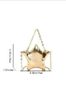 1pc Mini Metal Pouch, Electroplated Silver Coin Purse, Shiny Avant-Garde Metal Star Shape Handbag With Chain Shoulder Strap, Unique Shaped Clutch, Jewelry Bag, Elegant Coin Wallet, Earphone Case , Wedding - Multicolor - View 5