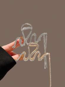 2pcs Rhinestone Pearl Tassel Hair Clips, Elegant High-End Hair Claw Barrettes, Alloy Hair Accessories, Spring/Summer - Multicolor - View 8