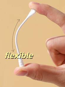 二合一棉签，一端为耳勺，一端为螺旋头 - 纸质耳勺，用于清除耳垢和卸妆 - 二合一清洁 O 型头 - 黑白超值装（每包 100 支） - 黑色 - 查看 5