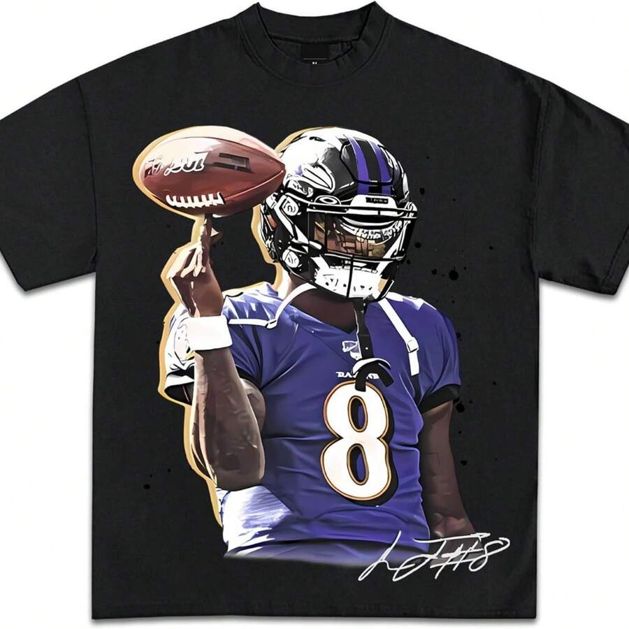 Primetime Football Graphic T-Shirts _ Premium Quality Heavyweight Football Shirts For Adults & Kids_2 - 黑色 - 查看 1