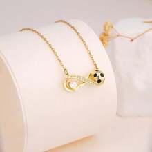 1pc World Cup Football Series Necklace, Sports Style Football Lover's Necklace, Versatile Minimalist Elegant Heart Pendant Clavicle Chain, Women Necklace - Multicolor - View 9