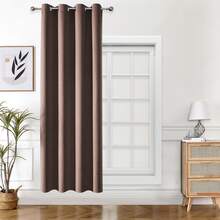 1件纯色涤纶窗帘，遮光窗帘，停电时可遮蔽房间光线，隔热窗帘，适用于厨房、餐厅、客厅、卧室 - 深咖色 - 查看 18
