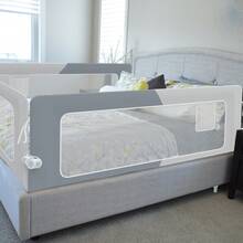 Bed Rail For 150/180/200 Cm Beds, 180-Degree Folding, Breathable Mesh, Height Adjustable (Grey/Grey + White) - Gris+Blanc - View 4