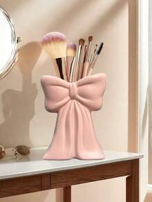 1pc Cute Bow-Shaped Pen Holder - Desktop Makeup Brush And Office Supply Organizer, Elegant Makeup Brush Storage, Creative Decor Gift Suitable For Girls, Students And Women - Multicolor - View 9