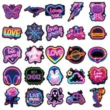 50张霓虹手绘贴纸，时尚深紫色装饰贴纸，跨境 - 彩色 - 查看 3