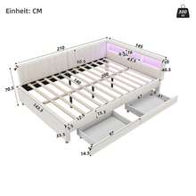 Daybed, 140x200cm, Daybed, Sofa Bed, Bed Reception Area, Bed With Two Drawers, With Slatted Base (Mattress Not Included), Linen, Beige - Beige - View 10