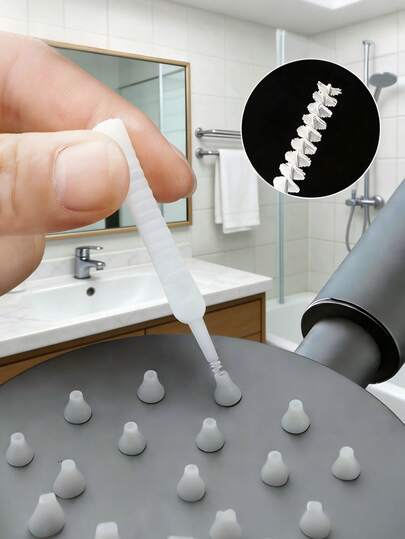 10/20 Pieces Shower Head Cleaning Brush, White Multi-Purpose Shower Head Gap Cleaning Brush, Suitable For Home And Bathroom Accessories, Bathroom Toilet Spray Head Shower Head Gap Cleaning Needle, Cleaning And Dredging Tool, Mini Cleaning Brush Set, No Battery Required, Multi-Purpose Mobile