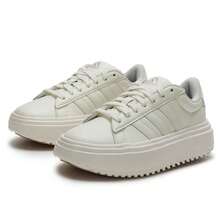 Adidas 女士休闲鞋 GRAND COURT PLATFORM，舒适轻便的日常休闲鞋 IH9111 - 漢玉白/漢玉白/棕金屬 - 查看 3