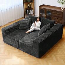 74.8''Cloud Couch Sectional Sofa Bed, No Assembly Required With Wide Arms For Living Room - 深灰色 - 查看 1