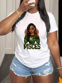 Pisces Zodiac Sign Graphic T-Shirt Women's Astrology Shirt Star Sign Fashion Top, It Is A Perfect T-Shirt To Give To Friends And Family On Any Holiday Or Festive Occasion, 220g - 白色 - 查看 2