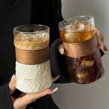 Clear Borosilicate Glass Drip Coffee Cup With Sleeve, Vintage High Appearance Iced Americano Cup - Nhiều màu - Xem 3
