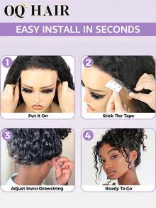 OQ 200% Density 14-26 Inch Invisible Drawstring 360° Seamless Wear African Curly Pre-Bleached Knot Invisible Adhesive-Free Hairline Lace Front Wig - SNatural - View 12