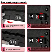 Large Security Lock Box,Outdoor Waterproof Shockproof Travel  Lock Box With Removable Wire Rope,4Digit Combinatio... - BlackXXLargePortable - View 7
