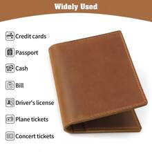 Leather Passport Holder, Passport Travel Wallet Cover Case For Men Women, Brown, 4.13 Inches X 5.5 Inches X 0.4... - Brown - View 5