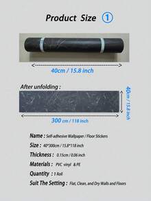 1卷大理石纹自粘地板贴纸，可移除，也可作壁纸/瓷砖贴纸使用。加厚PVC材质，时尚实用，防滑、防水、耐磨。复古西式家居装饰贴纸，适用于厨房、浴室、客厅、卧室、办公室、房间、墙面等。礼品包装。房间装饰卷 - 40*300厘米/15.8*118英寸