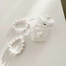 MPATIBY Laser-Engraved Heart Design Transparent Case Compatible With Apple 4 Bluetooth Earbuds Pro 2nd Generation Earbud Case - White - View 4