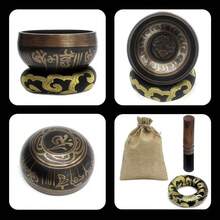 3英寸手工冥想钵套装，适用于瑜伽、声音疗愈、脉轮平衡和正念练习 - 含木槌，不含包装盒或袋子 - 彩色 - 查看 2