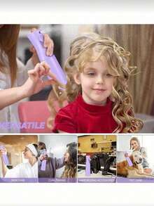 7件套美发造型工具套装，包括：200毫升喷雾瓶、顺发梳、蓬松梳、尖尾梳、发际线梳、编发工具、弹性发圈钳、一次性发圈取下器、卷发圈取下器 - 紫色 - 查看 3