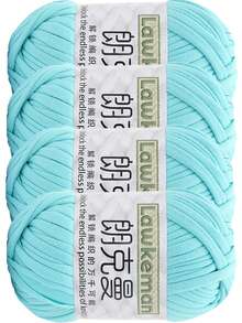 Lawkeman 4卷/400克高品质涤纶钩编/编织纱线，每卷30米 - 非常适合DIY项目，例如T恤、拖鞋、篮子、布条、手工包、玩具、鞋子、地毯、收纳篮等等。 - 彩色 - 查看 17