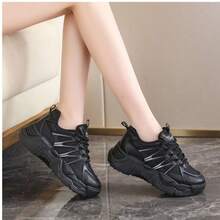 Tenis deportivos chunky unisex con plataforma ligera – Blanco / Negro - Negro - Ver 5