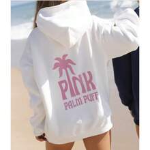 2026Hot-Selling Professional Embroidery DING Z European Size Sweatshirt Drop Shoulder Hoodie Embroidered Sweatshirt - 白色-粉-刺繡款 - 查看 1