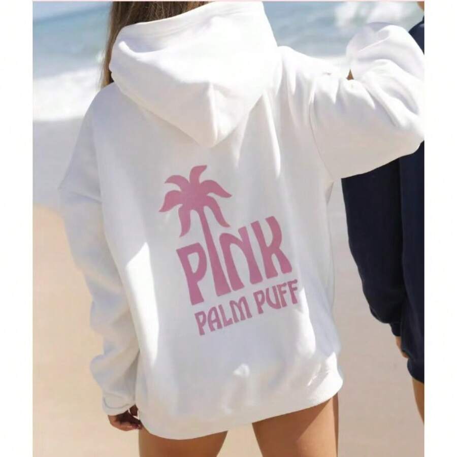 2026Hot-Selling Professional Embroidery DING Z European Size Sweatshirt Drop Shoulder Hoodie Embroidered Sweatshirt - 白色-粉-刺繡款 - 查看 1