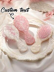 Personalized Name Wooden Hair Comb, Customized Bridesmaid Hair Brush, Wedding Gift, Bridal Party Gift, Birthday Gift, Anniversary Gift - Multicolor - View 1