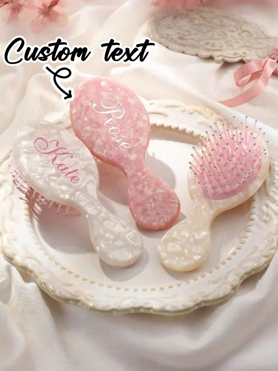 Personalized Name Wooden Hair Comb, Customized Bridesmaid Hair Brush, Wedding Gift, Bridal Party Gift, Birthday Gift, Anniversary Gift - Multicolor - View 1