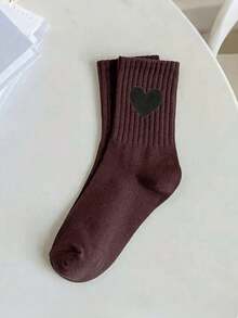 1/6 Pair Women's Random Color Mid-Calf Socks, Comfortable Moisture-Wicking Thick Design, Unique & Fun, Ideal Valentine's Day Gift, Suitable For Autumn/Winter - Multicolor - View 6