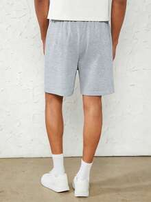1pc Boys' Minimalist Fashion Summer Outdoor Sports Casual Versatile Academy Style Straight Leg Knee-Length Shorts - Light Grey - View 2