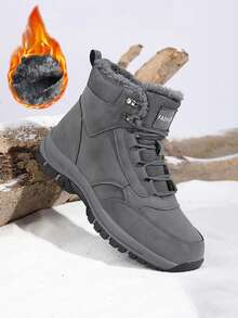(Couple) Men's Snow Boots, Outdoor Sports High-Top Shoes For Autumn/Winter, PU Waterproof Hiking Boots, Trekking Boots, Outdoor Camping Adventure Boots, Women's Winter Boots, TPR Anti-Slip Durable Soles, Black/Gray, Size 36-47