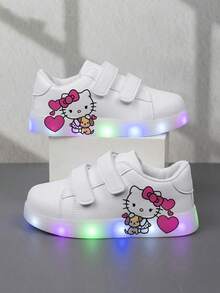 Sanrio 1 Pair Affordable & Fashionable Casual Sports Shoes For Kids, Durable Basketball Shoes Suitable For Daily Wear And Outdoor Activities, Halloween Gift, Luminous Shoes, Outdoor Play Shoes, Fun Design Shoes, Cartoon Print Shoes, Breathable Fabric Shoes, Flexible Sole Shoes, Children's Athletic Shoes, Sports Shoes, Holiday Gift, 2D Flat - White - View 11
