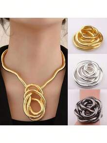 1件装 灵活蛇形多功能项链臂环手链项圈，用途广泛且灵活，可DIY时尚饰品，男女皆宜，可调节，金属材质，不含宝石 - 彩色 - 查看 9