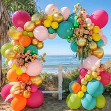 Set di palloncini per decorazione festa hawaiana, colori verde lime, rosa, fucsia, palloncini in lattice, adatti per feste a tema spiaggia tropicale hawaiana, raduni estivi, compleanni, festival, decorazione stanza, decorazioni per feste di compleanno - Multicolore - Visualizzare 1