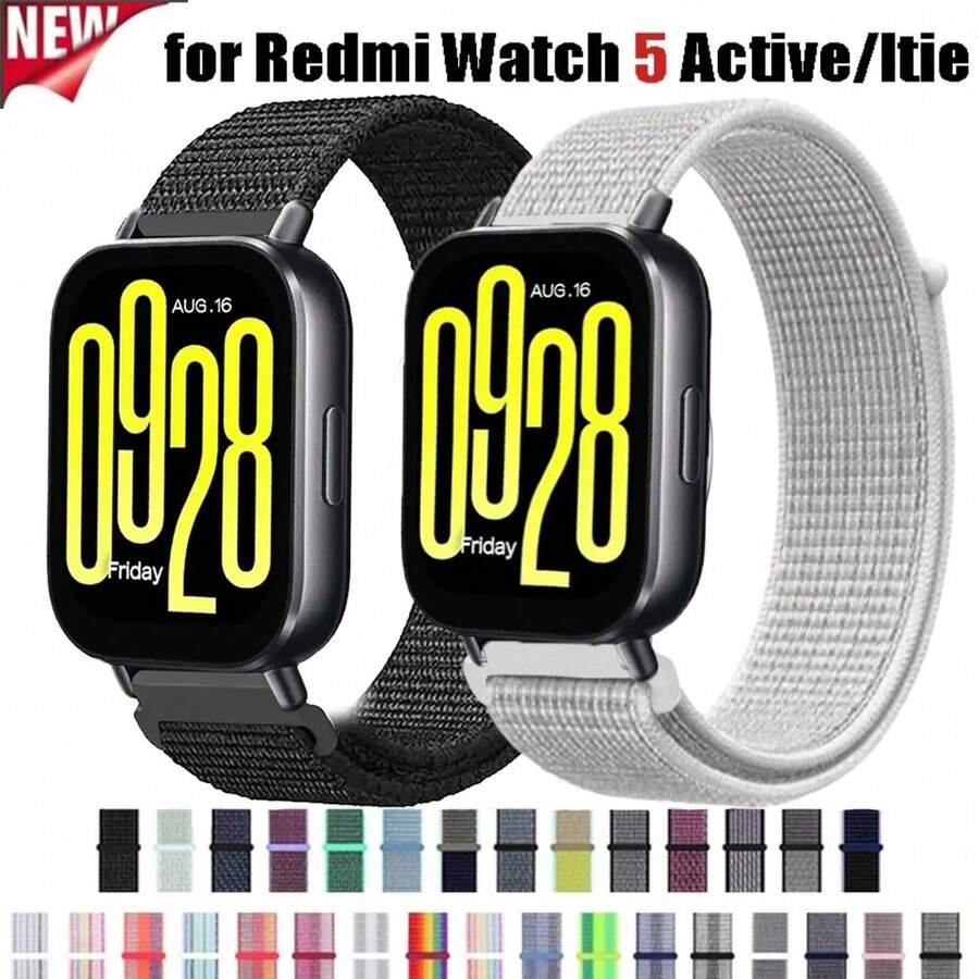 20/22mm Nylon Loop Strap Compatible With Redmi Watch 5 Active/Ltie Sport Band Lightweight Breathable Wristband Adjustable Comfortable Watch Strap - 22mm - View 1