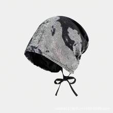 Early Autumn Liquid Silver Leopard Print Headscarf Futuristic Design Cool Hip-Hop Hot Girl Beanie Slouchy Hat - 暈染粉蝴蝶頭巾 - 查看 6