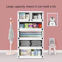 1个现代多功能塑料储物柜，长方形，白色 - 非常适合存放玩具、衣物和家居用品，玩具收纳|时尚储物柜|塑料材质，玩具收纳整理架，床底收纳 - 彩色 - 查看 10