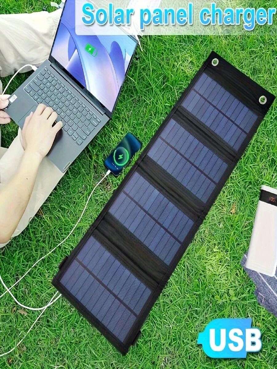 Portable Foldable Solar Charger Panel, Flexible Mini High-Efficiency Fast Charging Panel With USB Output, Suitable For Phones/Power Banks/Vehicle Devices, Outdoor Camping Hiking Emergency Charger