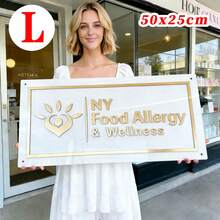 Custom Rectangular Signage, White Background With Gold-Plated Letters And Borders, Includes All Installation Materials, Personalized Commercial Signage, Custom Commercial Logo Signage, Custom Laser-Cut Commercial Signage, Custom Acrylic Commercial Signage, Laser-Cut Logo Signage - Multicolor - View 14