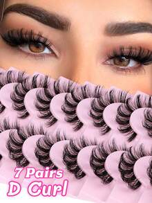 7 pares de pestañas postizas de visón sintético ruso D Curl de 15 mm, con volumen dramático, extensiones de pestañas falsas, buen regalo para mujeres - Pestañas postizas de tira rusa - Ver 1