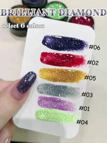 10毫升情人节派对必备美甲闪光炫彩花瓣亮片钻石凝胶指甲油新款迪斯科反光亮片钻石美甲用品红色美甲黄色美甲 - 彩色 - 查看 3