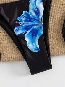 New Arrival Sexy & Fashionable Printed Halter Top And Briefs Set, 4-Piece Summer Outfit - Blue - View 7