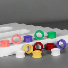 12pcs/8pcs Thin Punk Style 8-19mm PLA Ear Gauges, Simple & Fashionable Personalized Ear Plugs Piercing Jewelry Women New Arrival Valentine Gift - Round - View 1