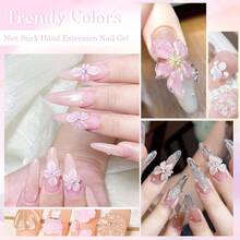 MEET ACROSS 3pcs/15ml Pink Non-Sticky Extension Gel Nail Polish Set, Suitable For 3D Shaping/Carving/Sculpting, Solid Jelly Hard Gel For Fake Nail Flower Carving, Acrylic Gel Paint, Rhinestone Glue Gel, Easy To Use For Home And Nail Salon - 彩色 - 查看 8