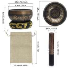 3英寸手工冥想钵套装，适用于瑜伽、声音疗愈、脉轮平衡和正念练习 - 含木槌，不含包装盒或袋子 - 彩色 - 查看 3