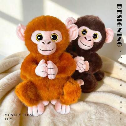 1pc Cute Cartoon Monkey Plush Doll Doll, Realistic Buddha's Hand Monkey Stuffed Animal Pillow, Home Decor, Children's Birthday/Eid/Mother's Day Gift