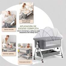 Cuna Ajustable En Altura Con Mosquitero Y Colchón - Gris - Ver 4